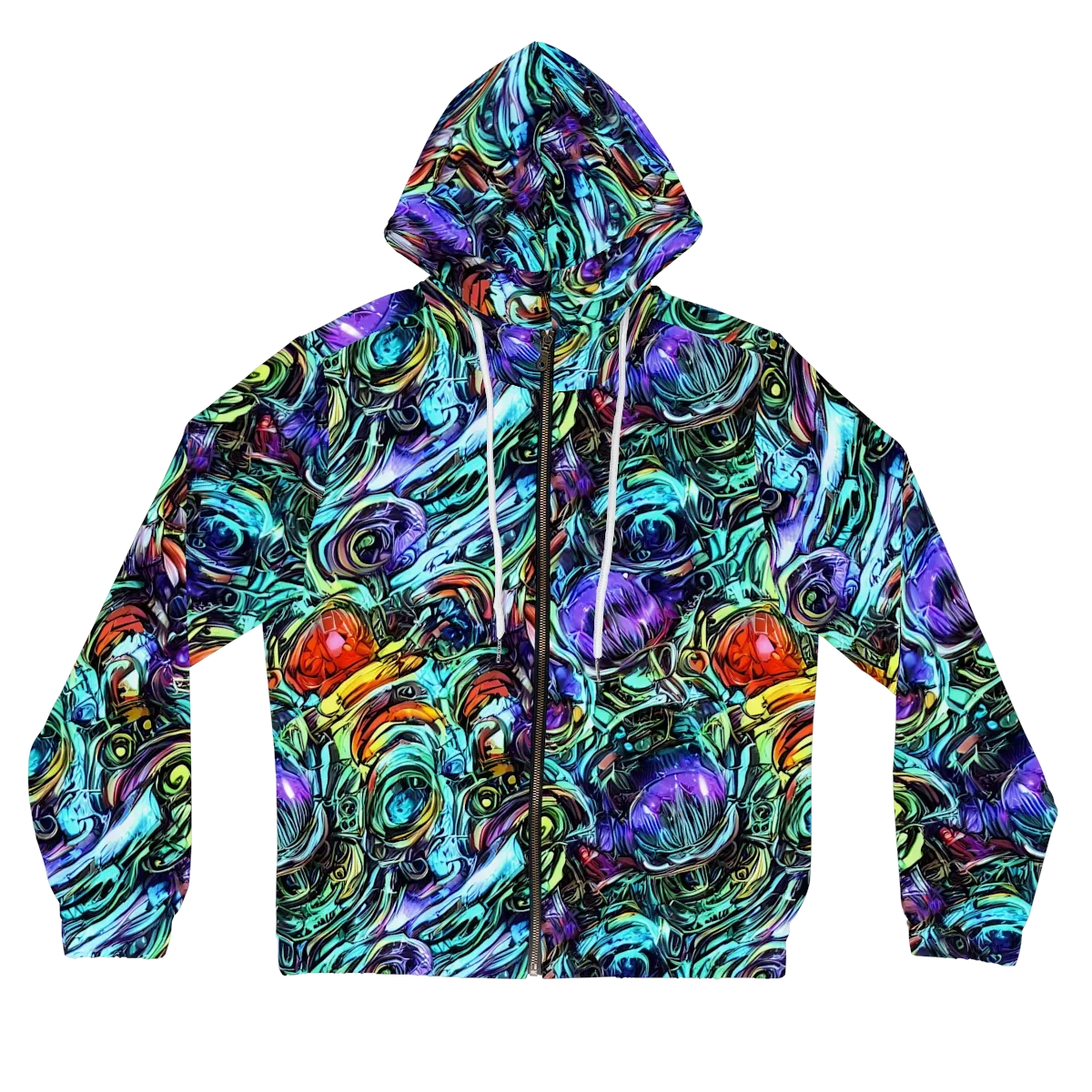 Iridescent Chaos on Women's Full-Zip Hoodie — Front