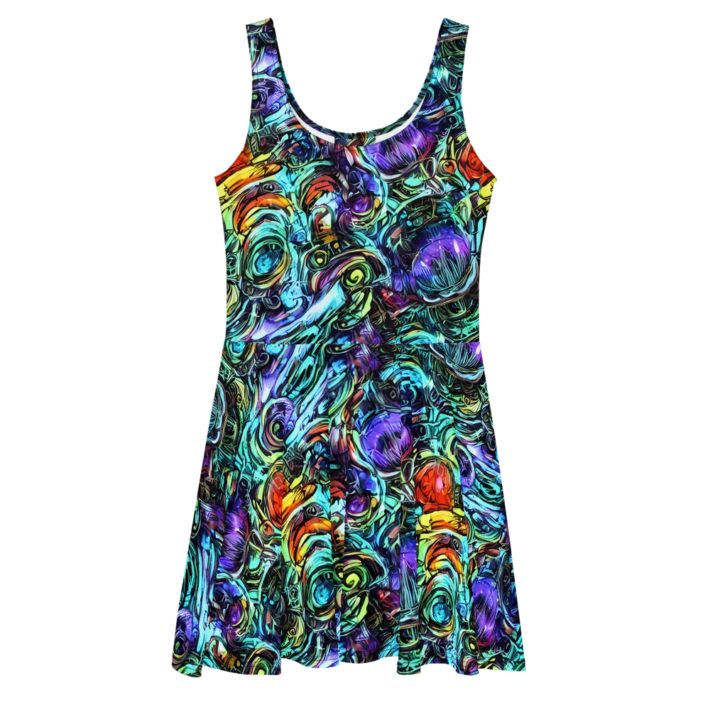 Iridescent Chaos on Skater Dress — Front