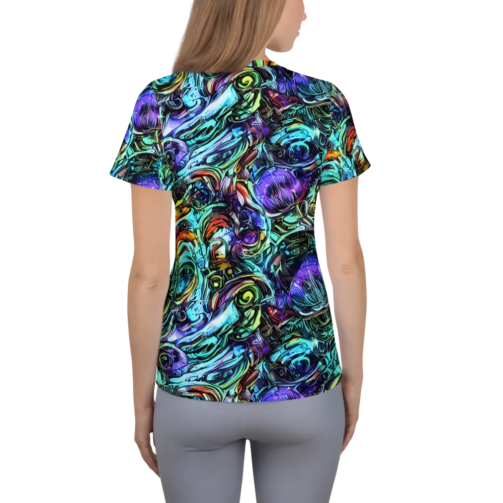 Iridescent Chaos on Women's Athletic T-Shirt — Back