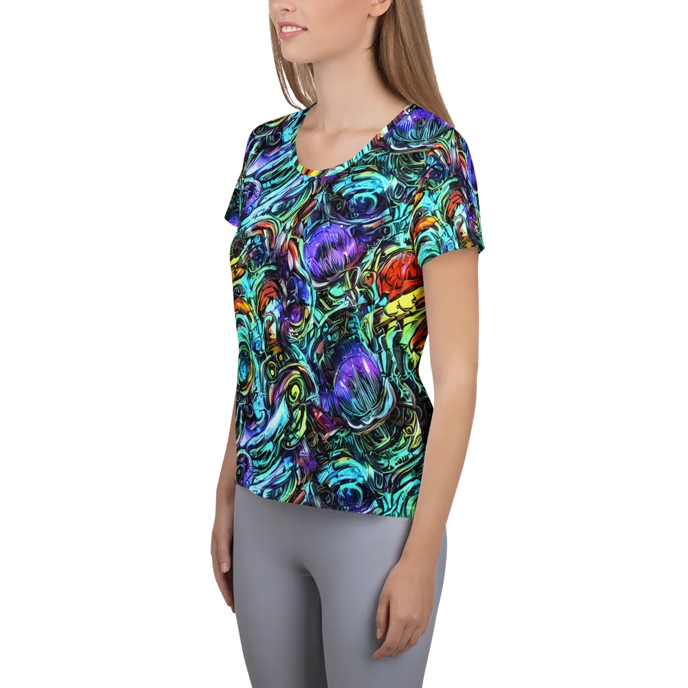Iridescent Chaos on Women's Athletic T-Shirt — Left