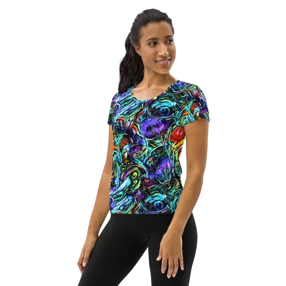 Iridescent Chaos on Women's Athletic T-Shirt — Left