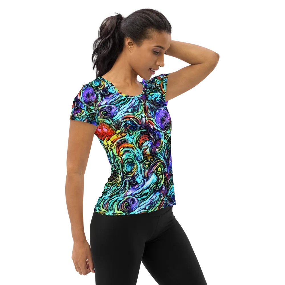 Iridescent Chaos on Women's Athletic T-Shirt — Right