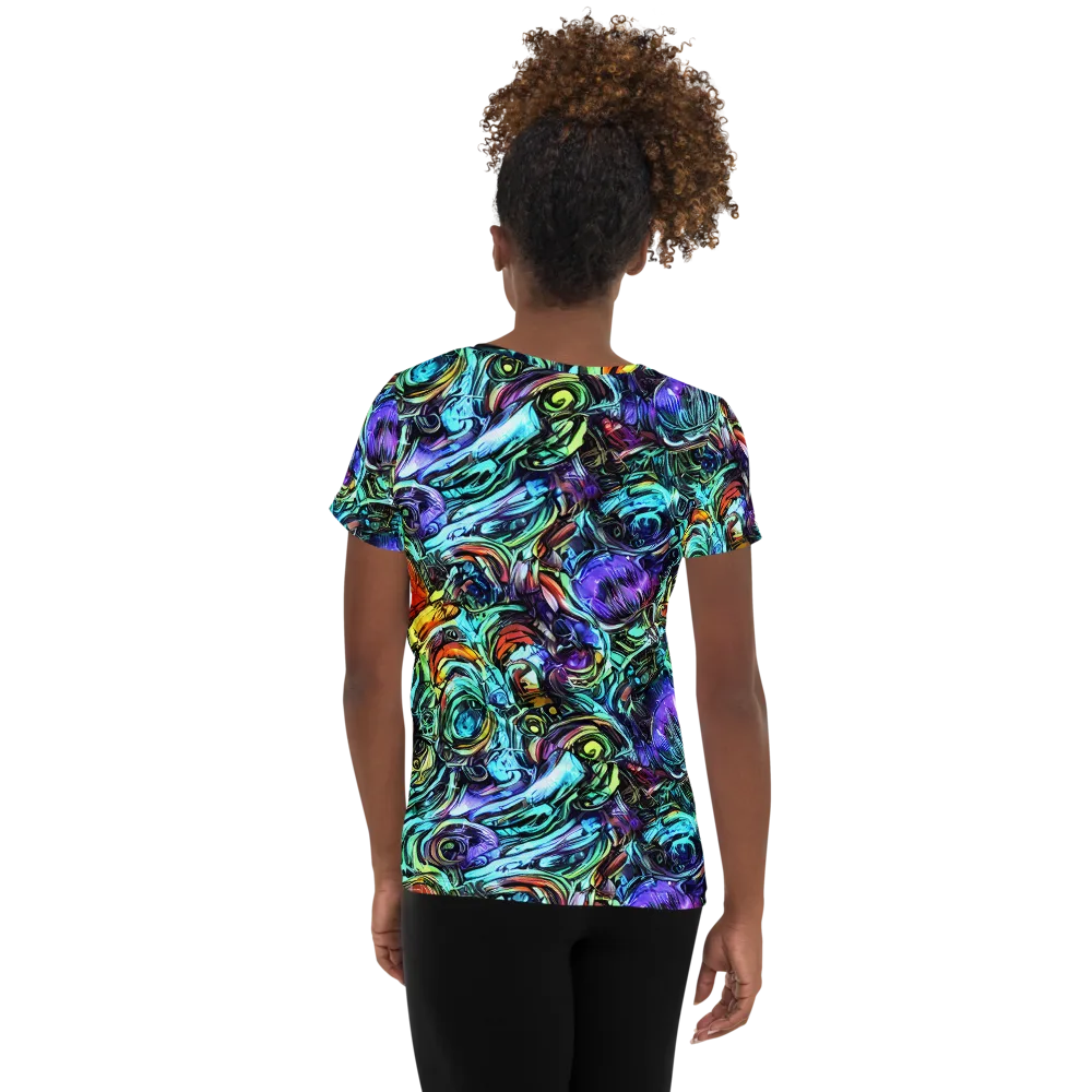 Iridescent Chaos on Women's Athletic T-Shirt — Back