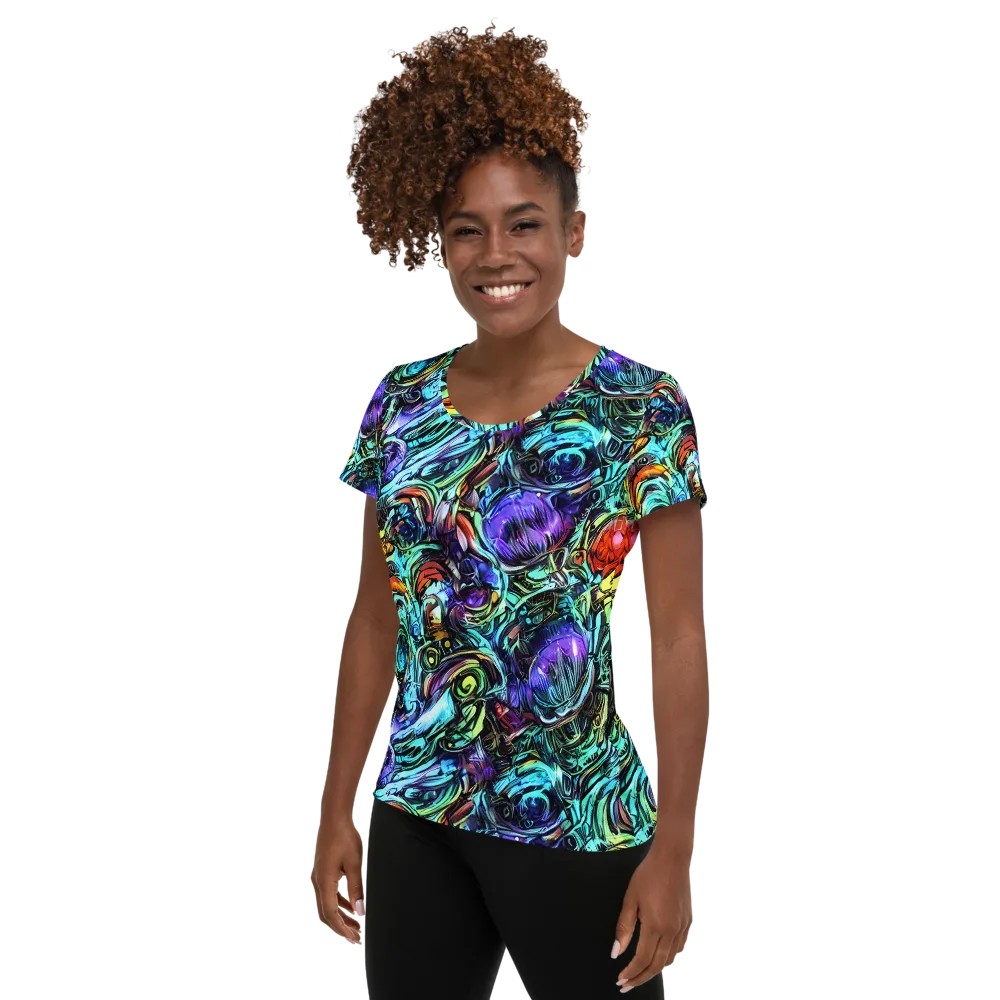 Iridescent Chaos on Women's Athletic T-Shirt — Left