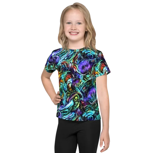 Iridescent Chaos on a Kids Crew Neck T-Shirt