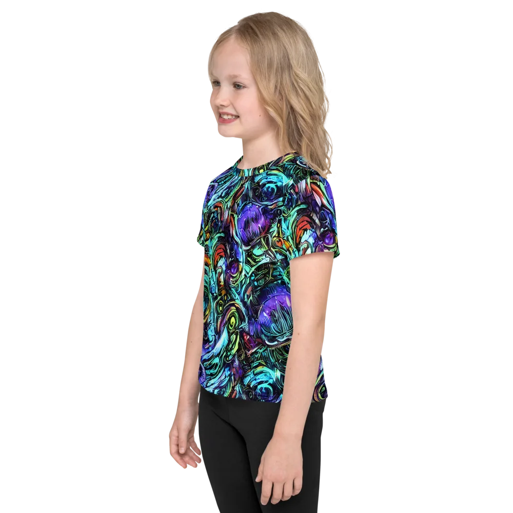 Iridescent Chaos on Kids Crew Neck T-Shirt — Left