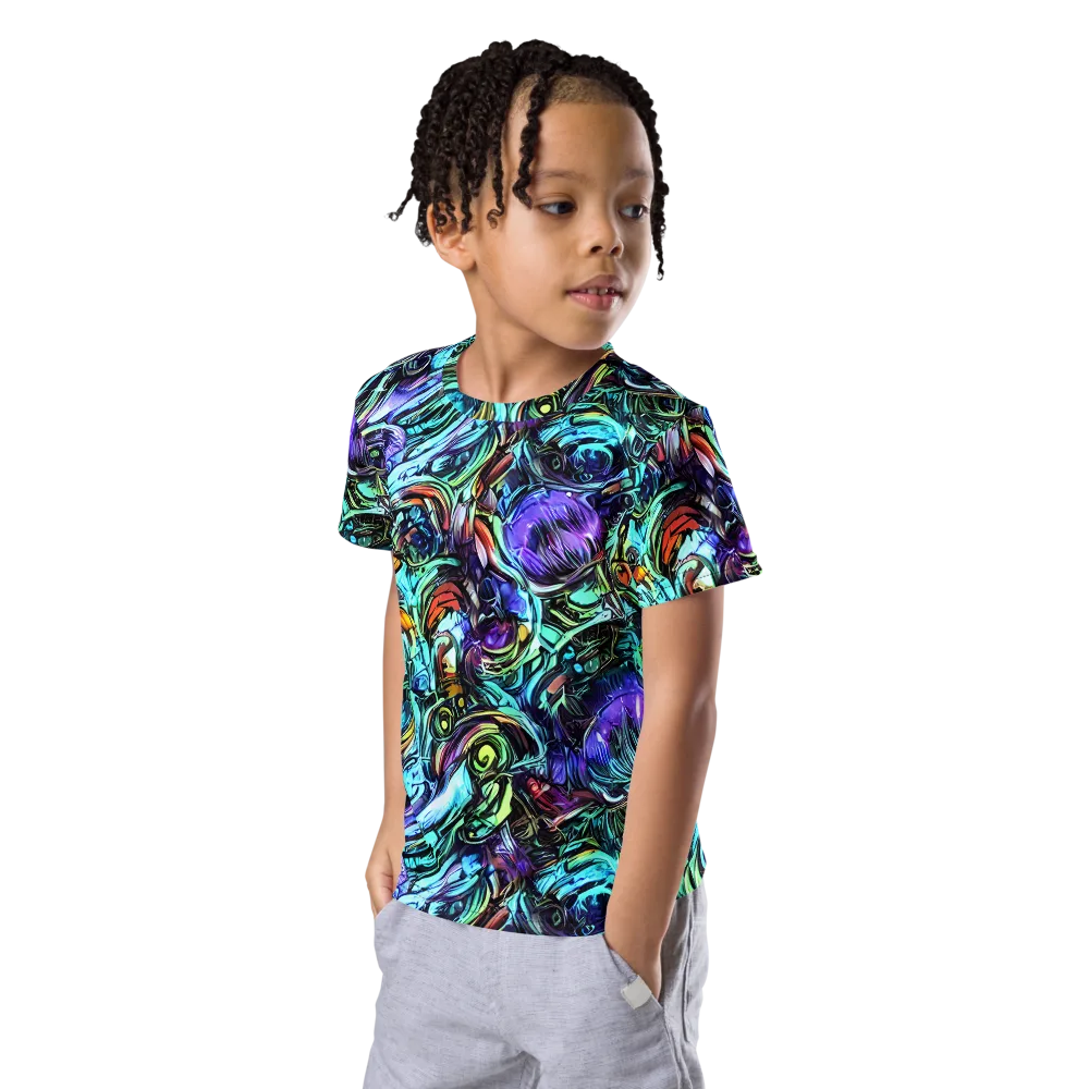 Iridescent Chaos on Kids Crew Neck T-Shirt — Left Front