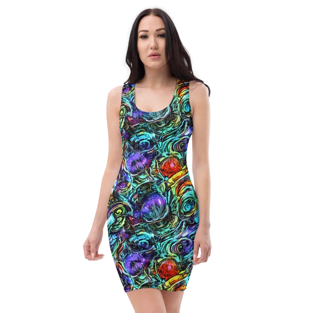 Iridescent Chaos on Bodycon Dress — Front