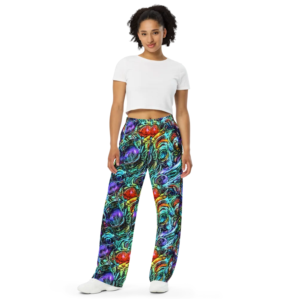 Iridescent Chaos on Wide-Leg Pants — Front