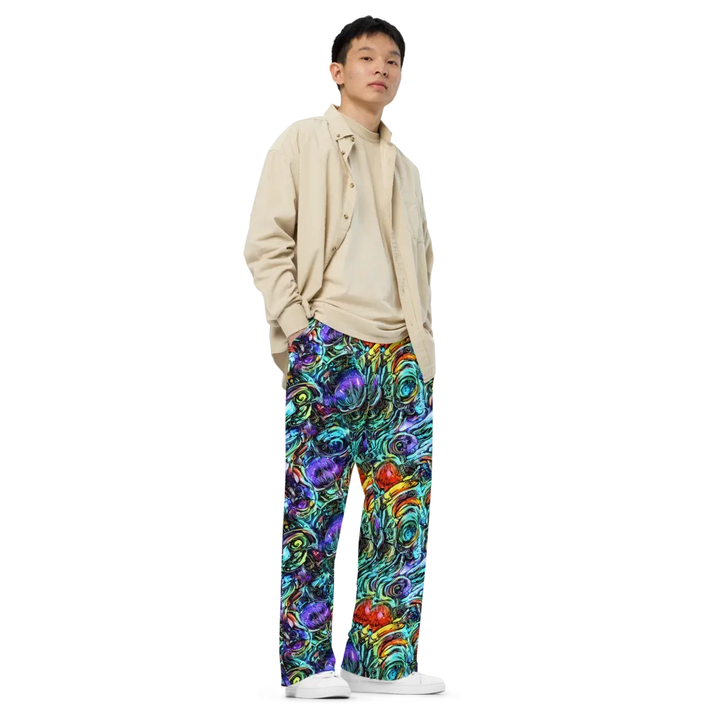 Iridescent Chaos on Wide-Leg Pants — Right Front
