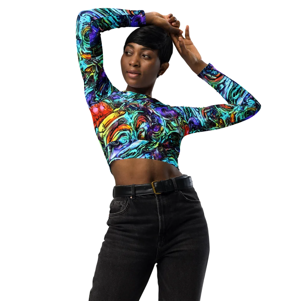 Iridescent Chaos on Long Sleeve Crop Top — Front