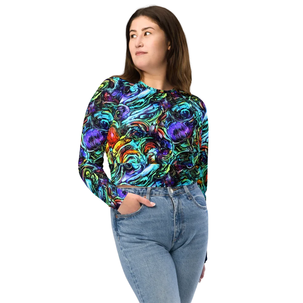 Iridescent Chaos on Long Sleeve Crop Top — Front