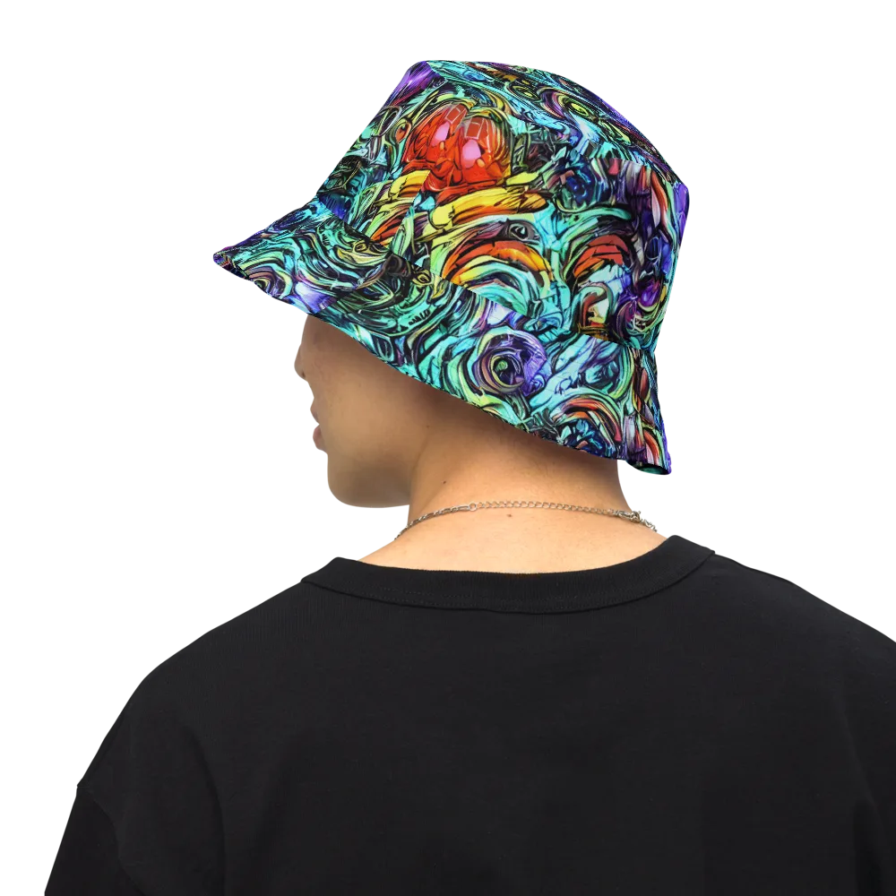 Iridescent Chaos on Reversible Bucket Hat — Back Inside