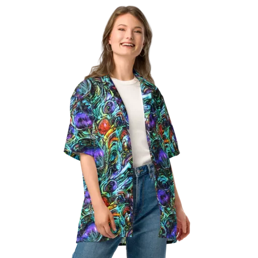 Iridescent Chaos on a Button Shirt