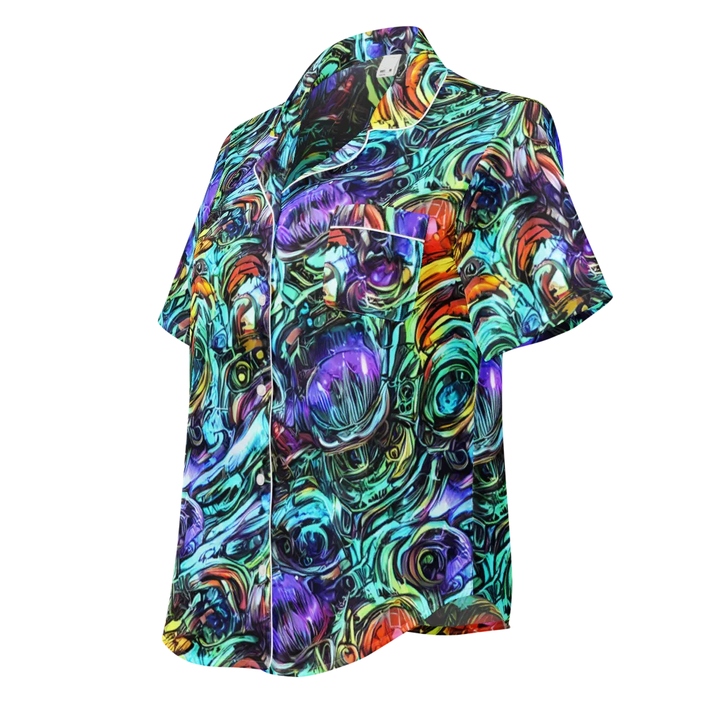 Iridescent Chaos on Women's Short Sleeve Pajama Top — Left Front