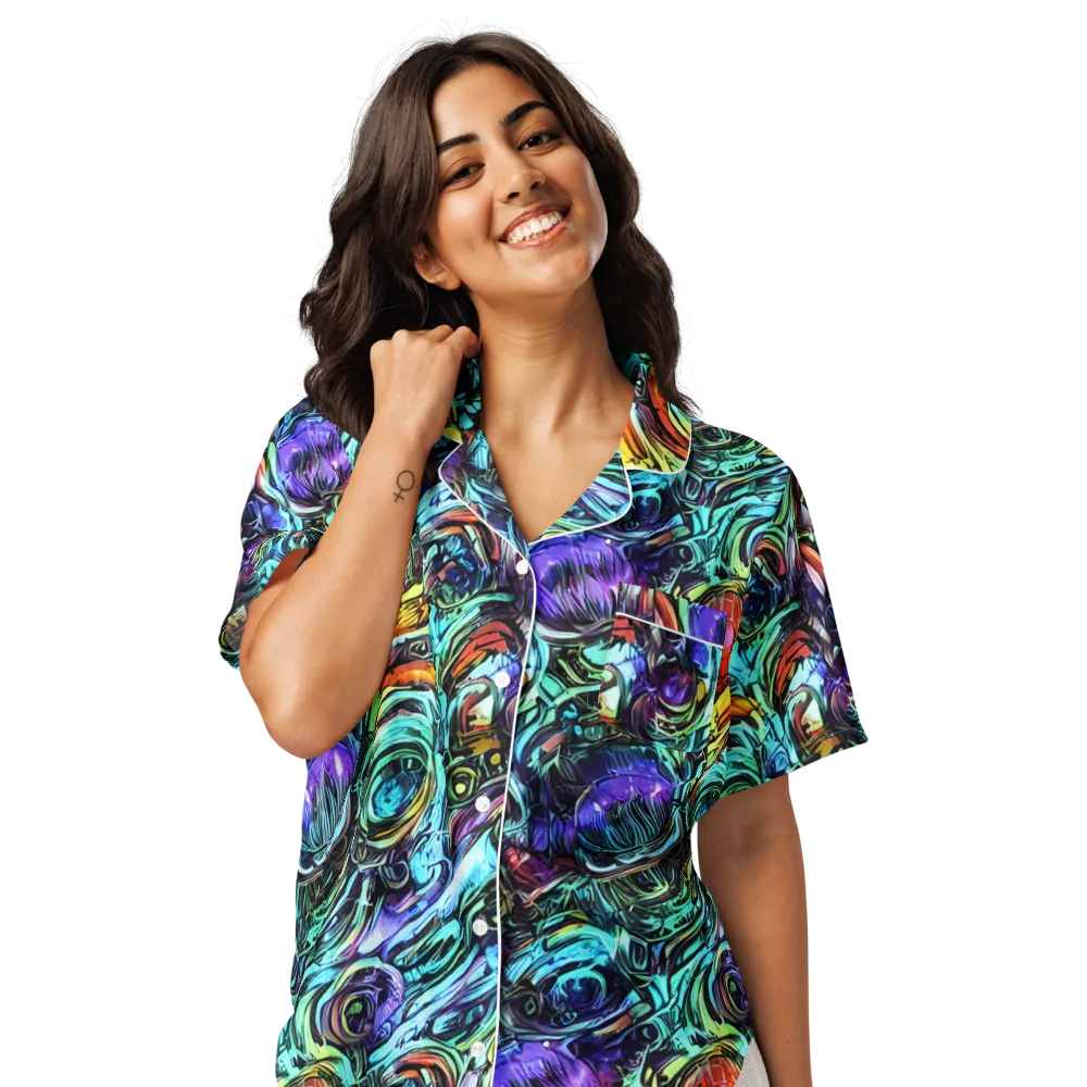 Iridescent Chaos on Women's Short Sleeve Pajama Top — Front