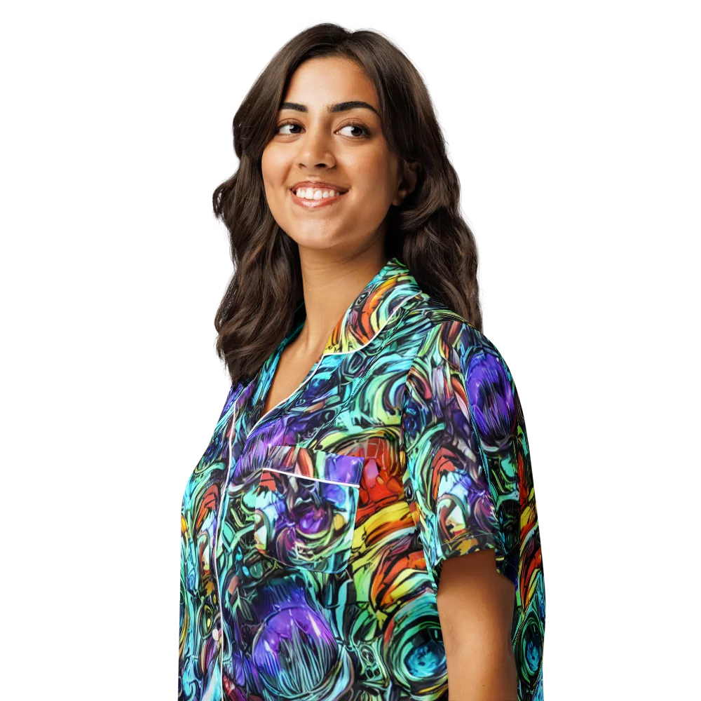 Iridescent Chaos on Women's Short Sleeve Pajama Top — Left Front