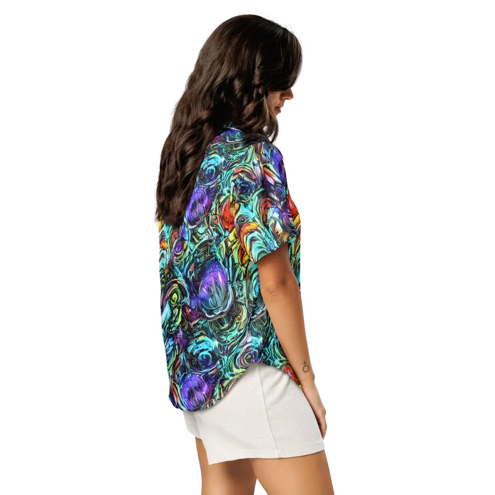 Iridescent Chaos on Women's Short Sleeve Pajama Top — Right Back