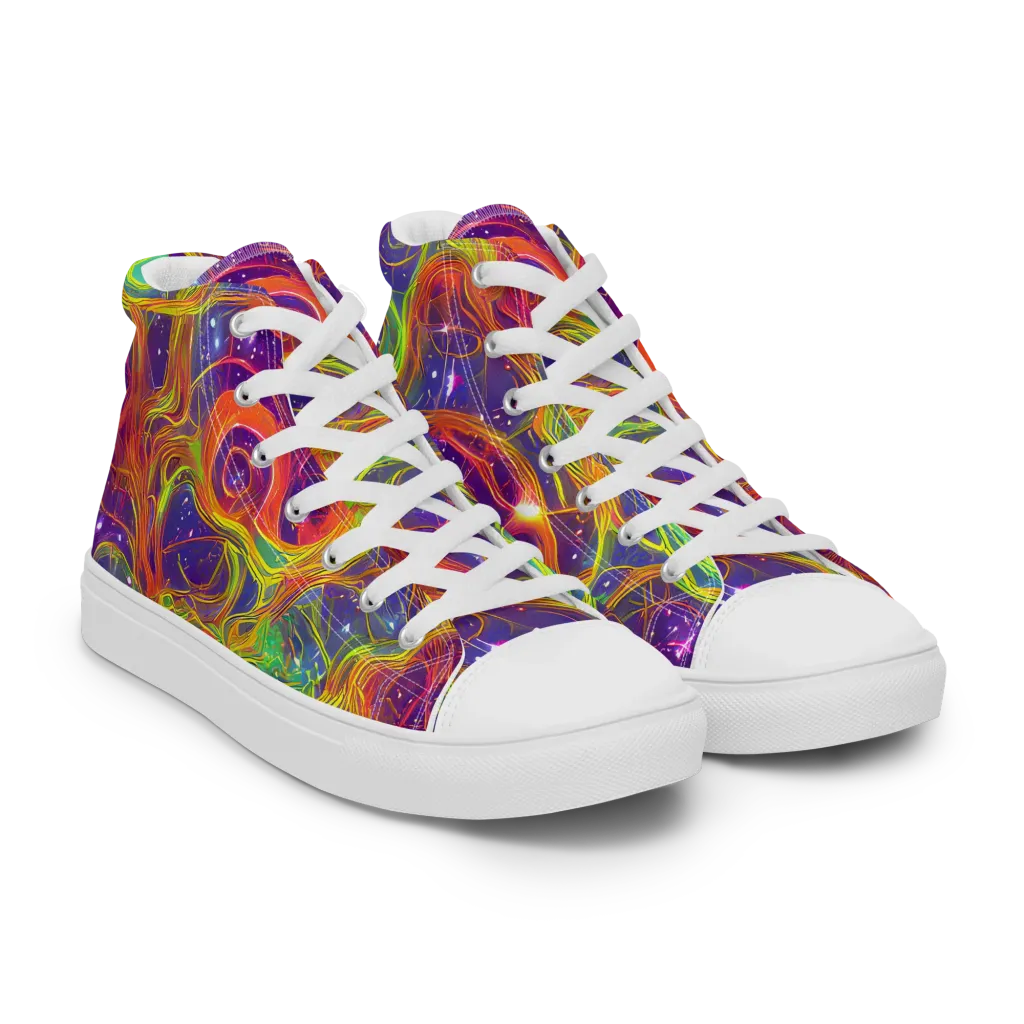 Plasma Dreams on Men's High Top Canvas Shoes — Right Front