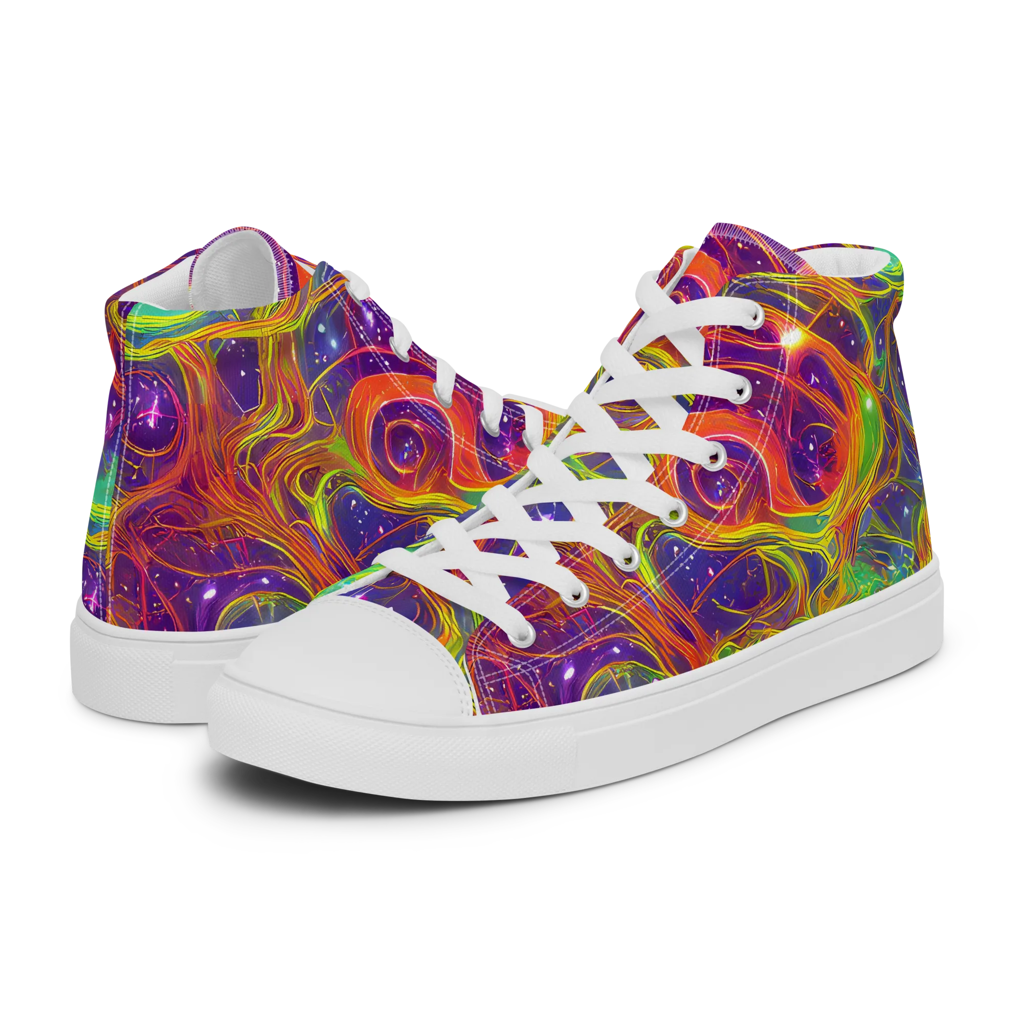 Plasma Dreams on Men's High Top Canvas Shoes — Left