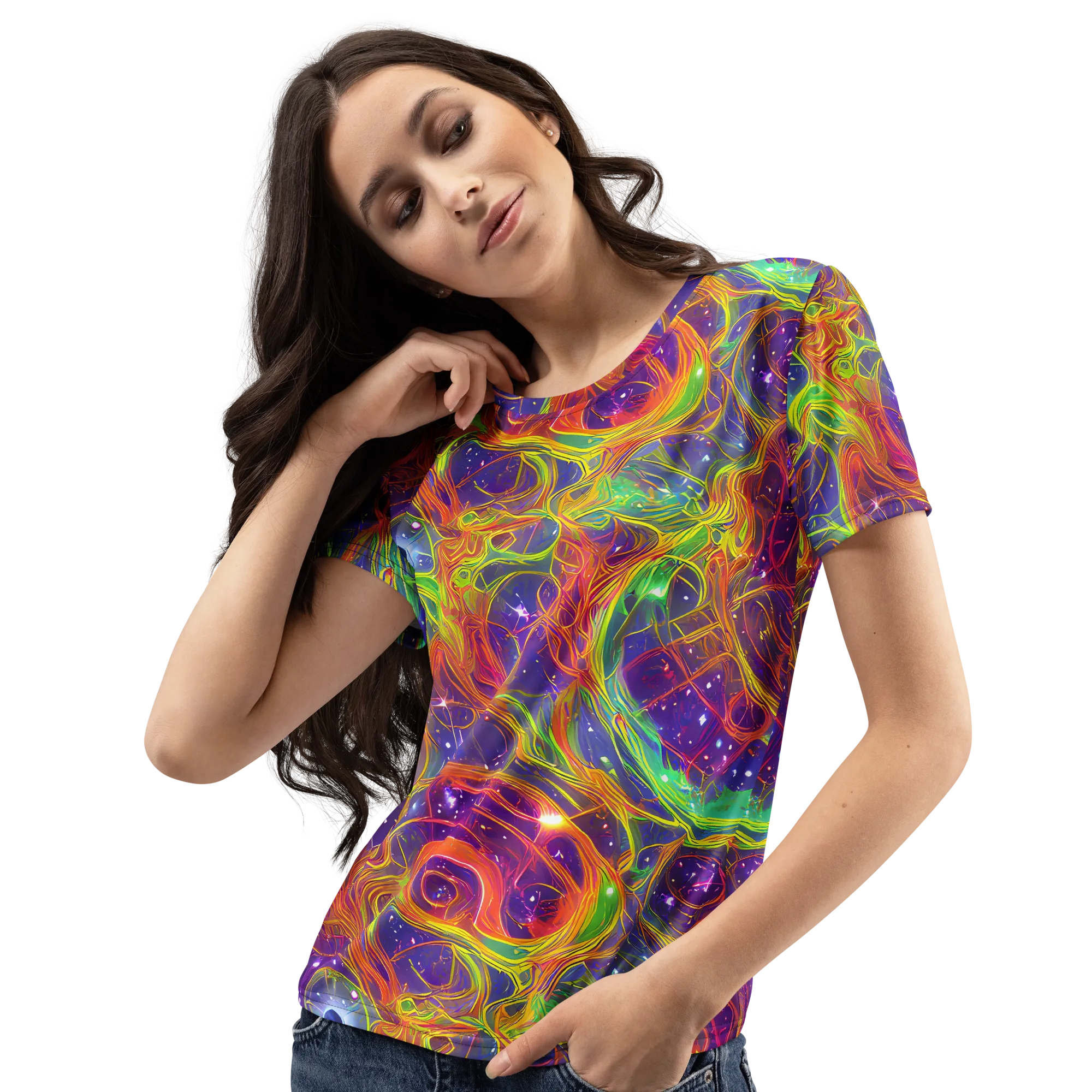 Plasma Dreams on Women's Crew Neck T-Shirt — Left Front