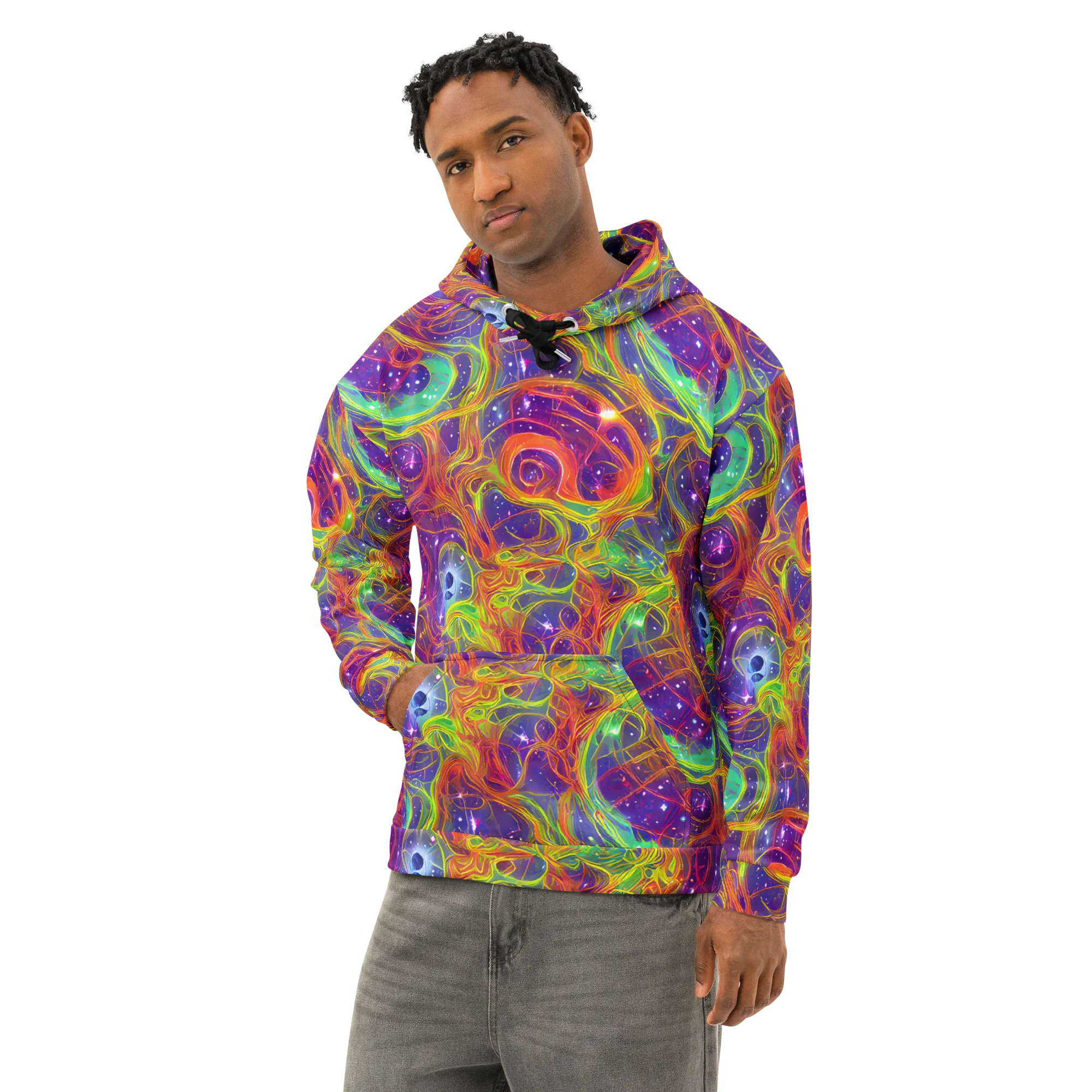 Plasma Dreams on Cotton Hoodie — Left Front