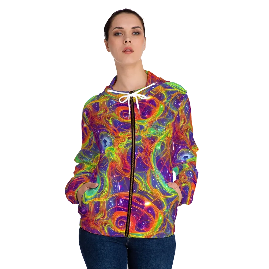 Plasma Dreams on Women's Full-Zip Hoodie — Front On Person