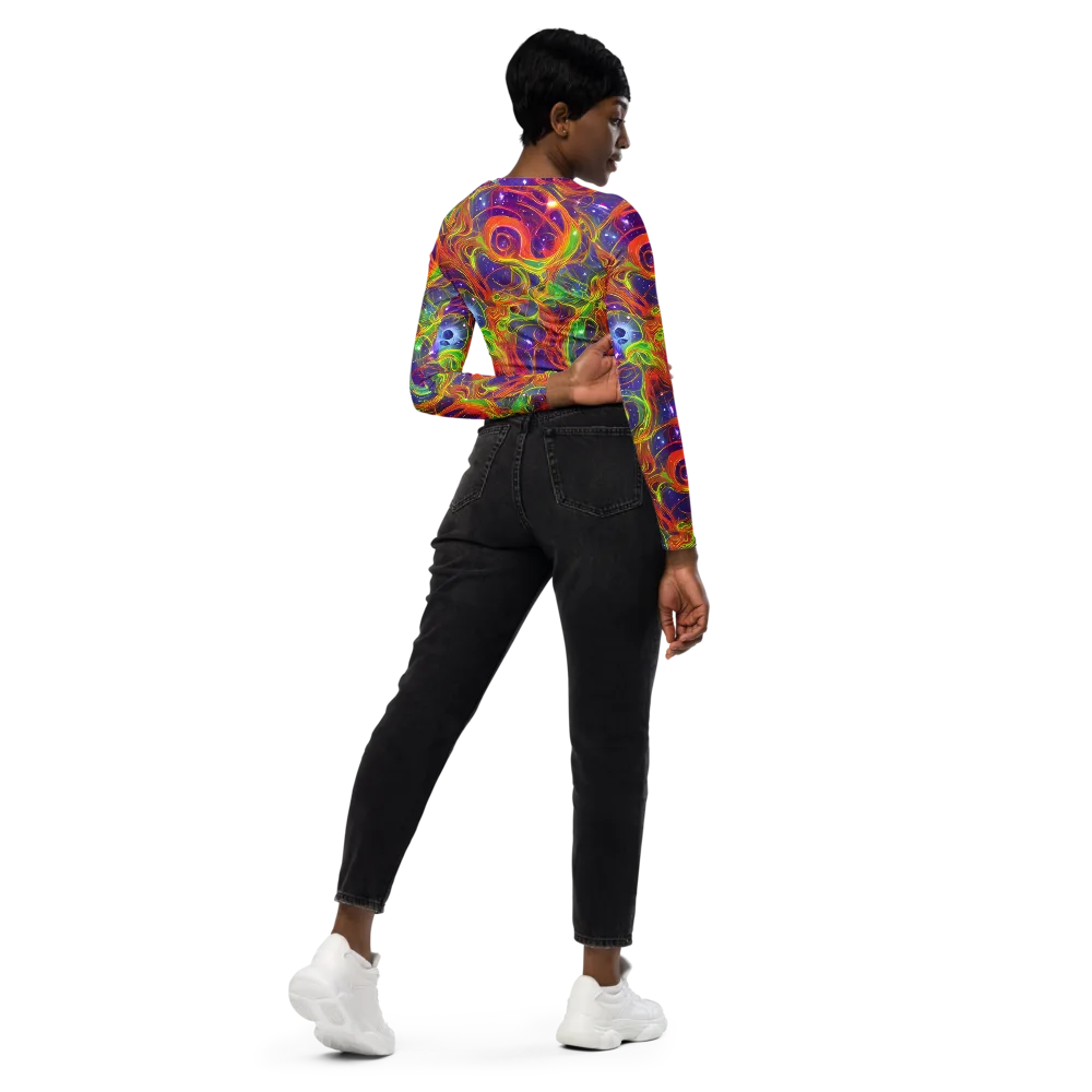 Plasma Dreams on Long Sleeve Crop Top — Right Back