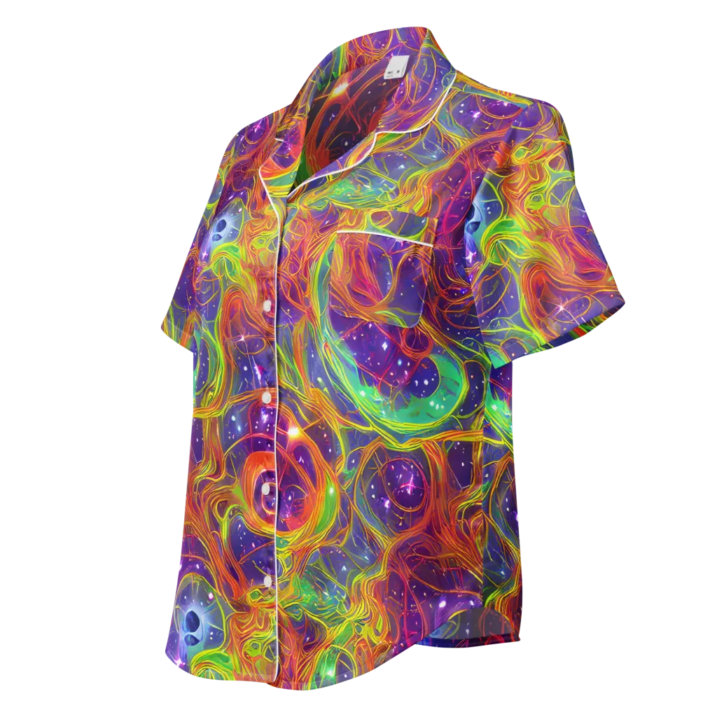 Plasma Dreams on Women's Short Sleeve Pajama Top — Left Front