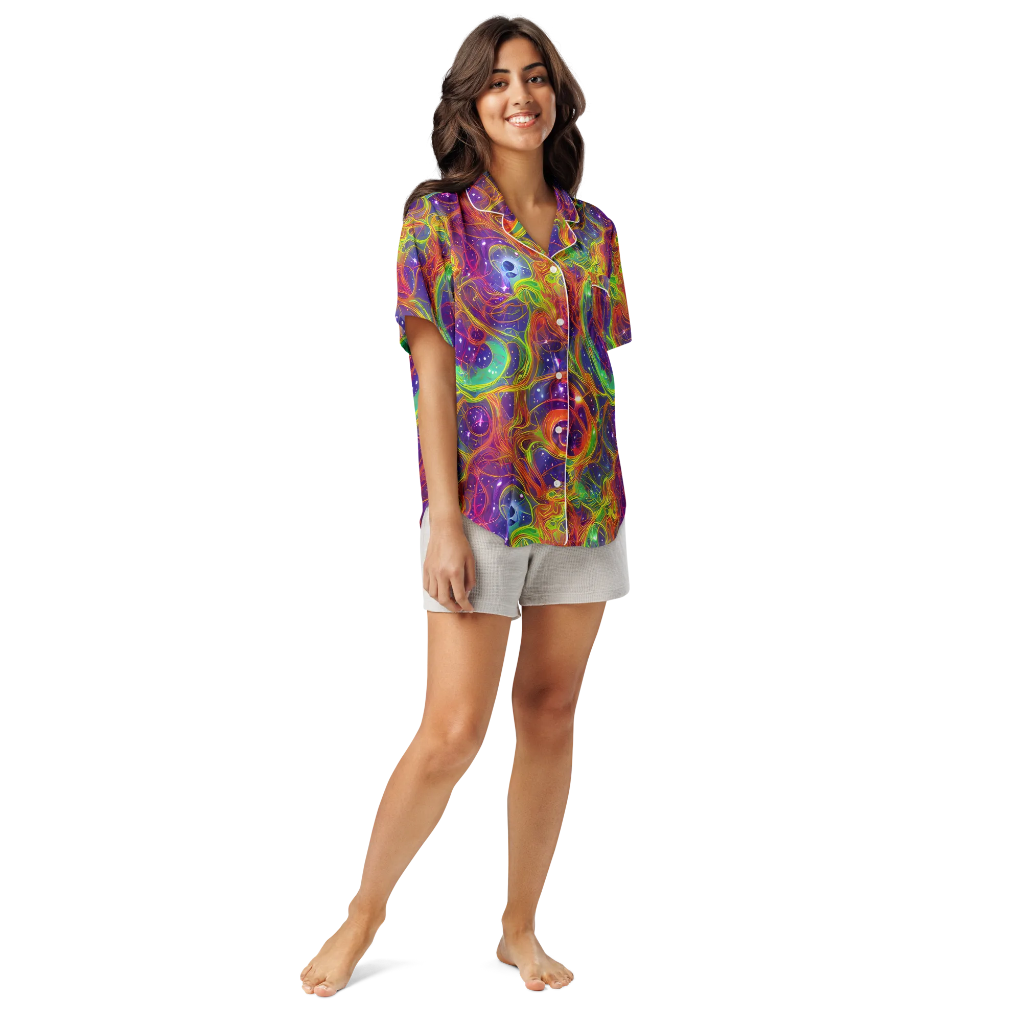 Plasma Dreams on Women's Short Sleeve Pajama Top — Front
