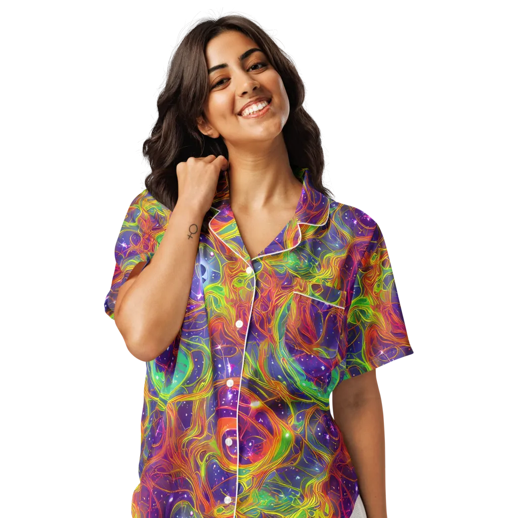 Plasma Dreams on Women's Short Sleeve Pajama Top — Front