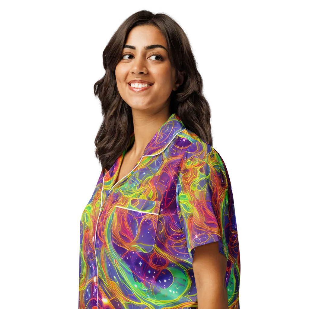 Plasma Dreams on Women's Short Sleeve Pajama Top — Left Front
