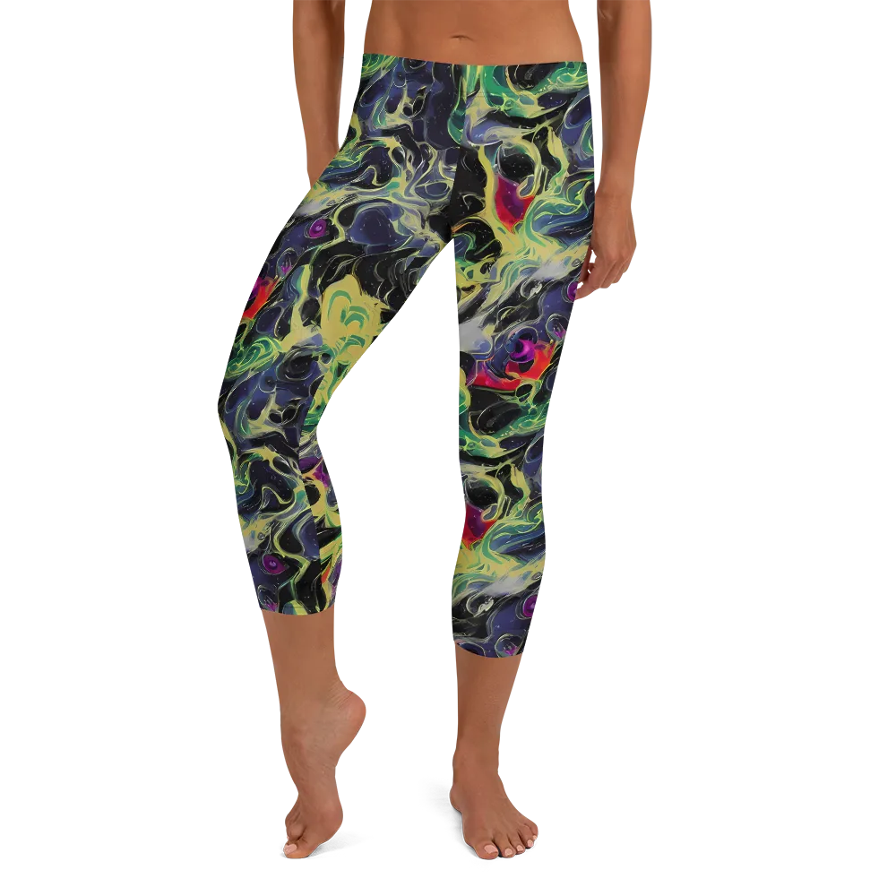 Neon Eclipse on Capri Leggings — Front