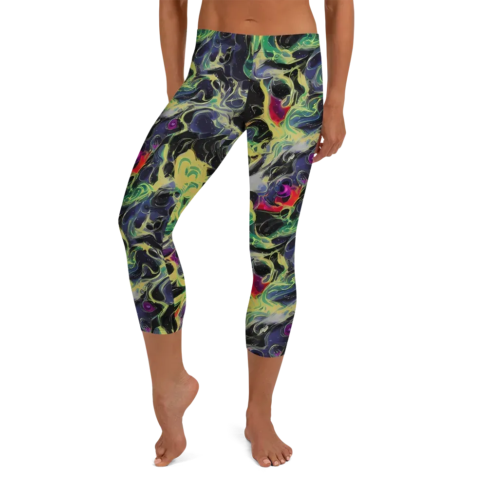 Neon Eclipse on Capri Leggings — Front