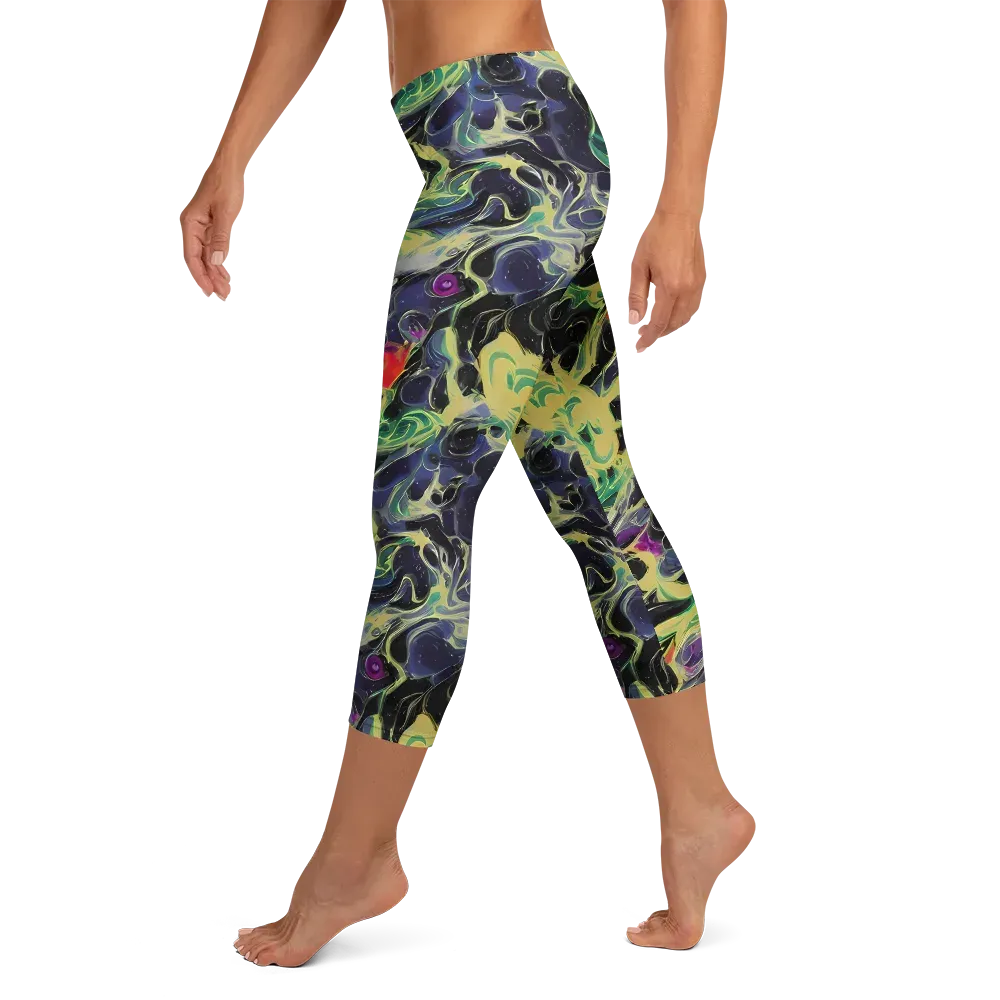Neon Eclipse on Capri Leggings — Left