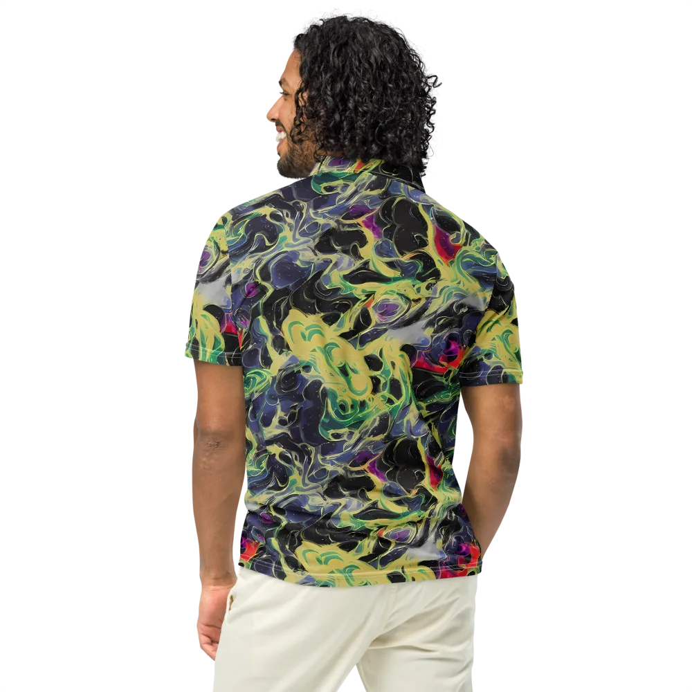 Neon Eclipse on Men's Slim Fit Polo Shirt — Back