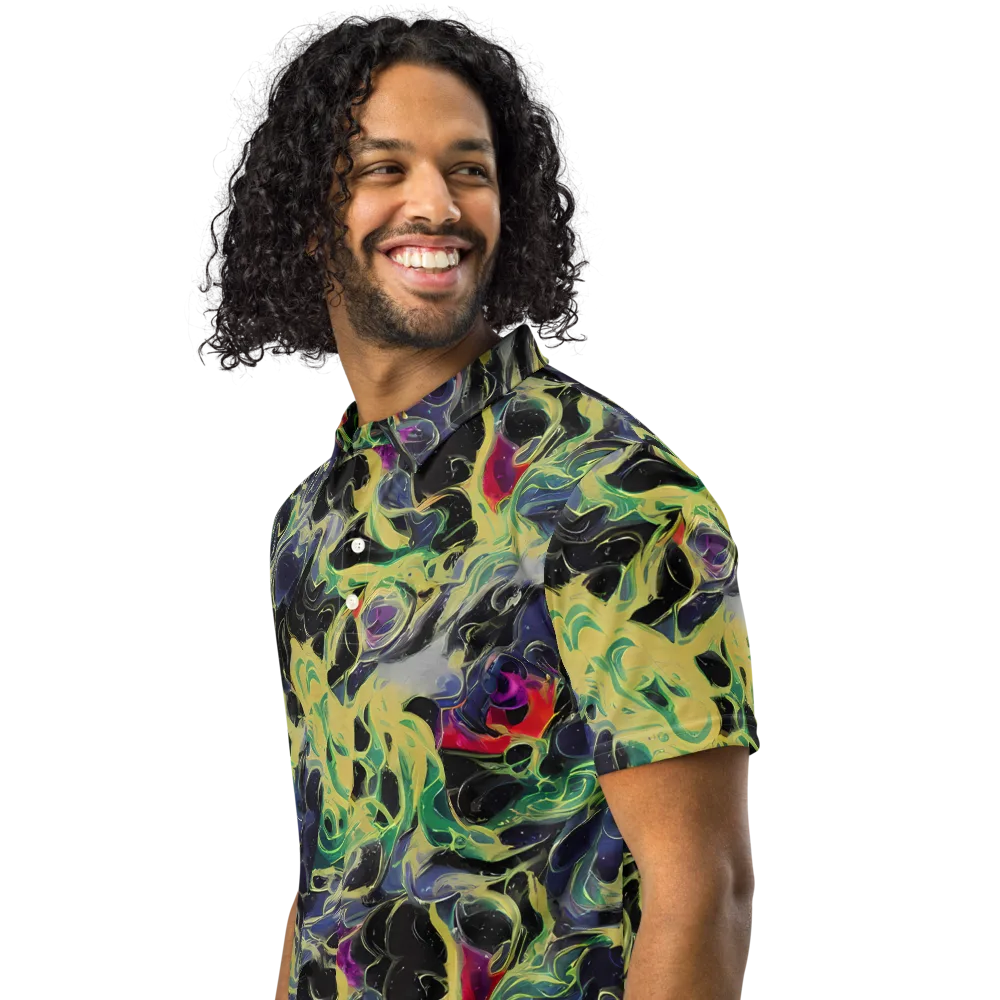 Neon Eclipse on Men's Slim Fit Polo Shirt — Left Front