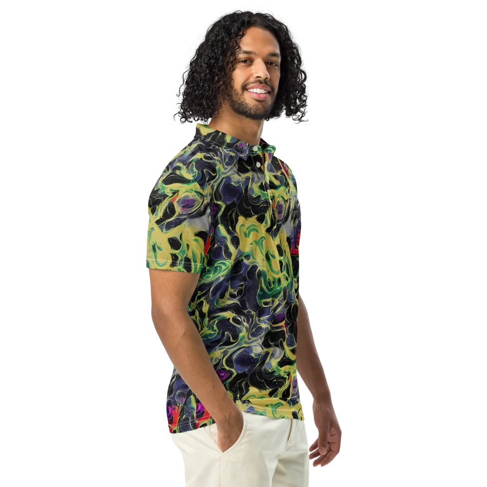 Neon Eclipse on Men's Slim Fit Polo Shirt — Right Front