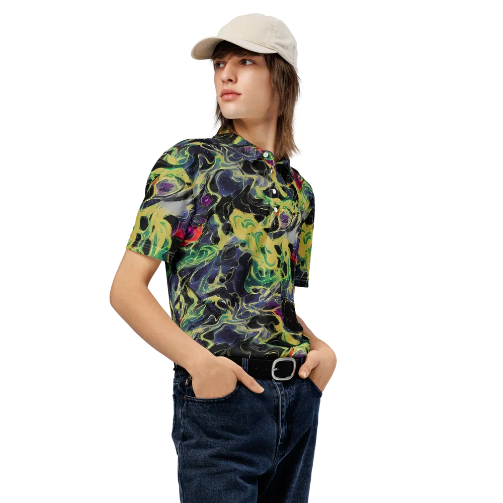 Neon Eclipse on Men's Slim Fit Polo Shirt — Right Front