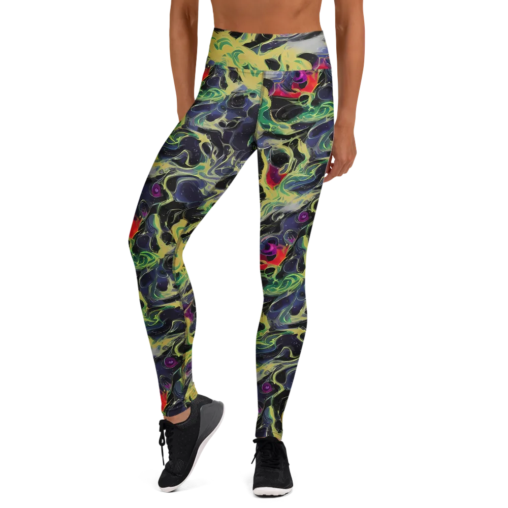 Neon Eclipse on Yoga Leggings — Front