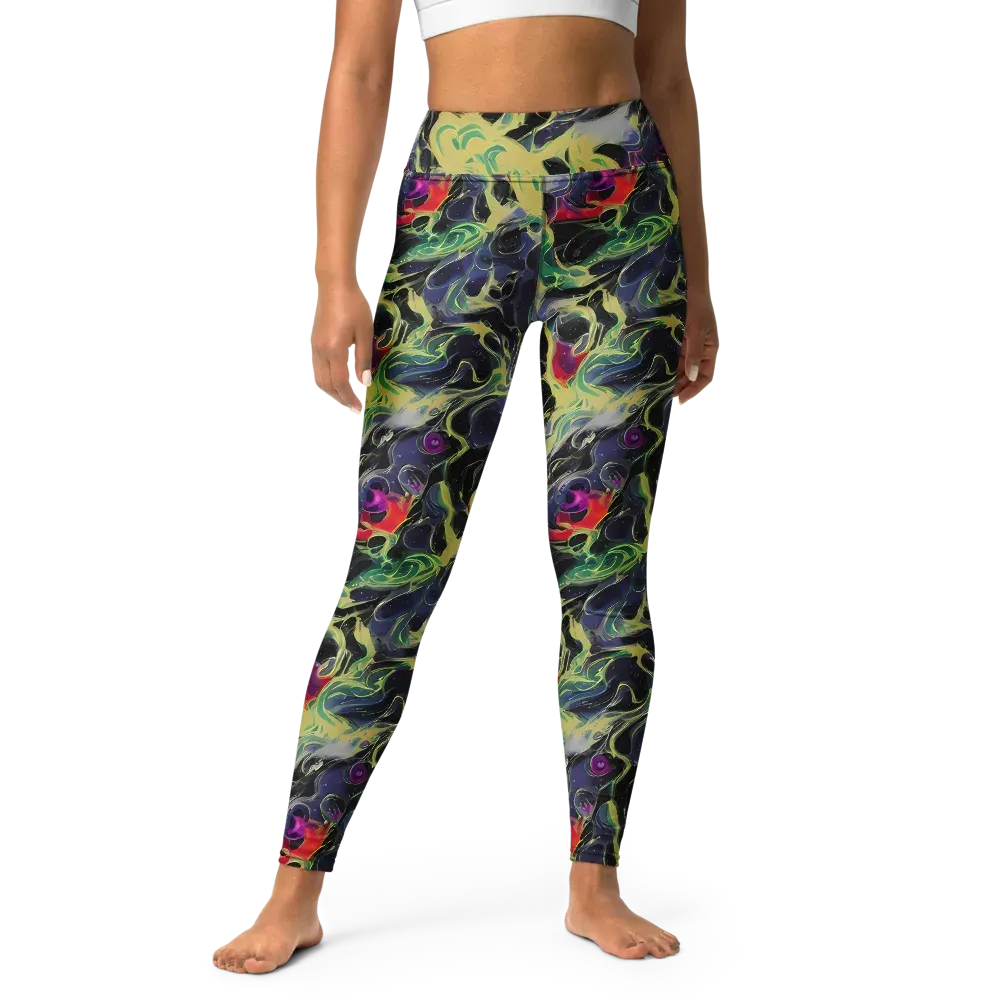 Neon Eclipse on Yoga Leggings — Front