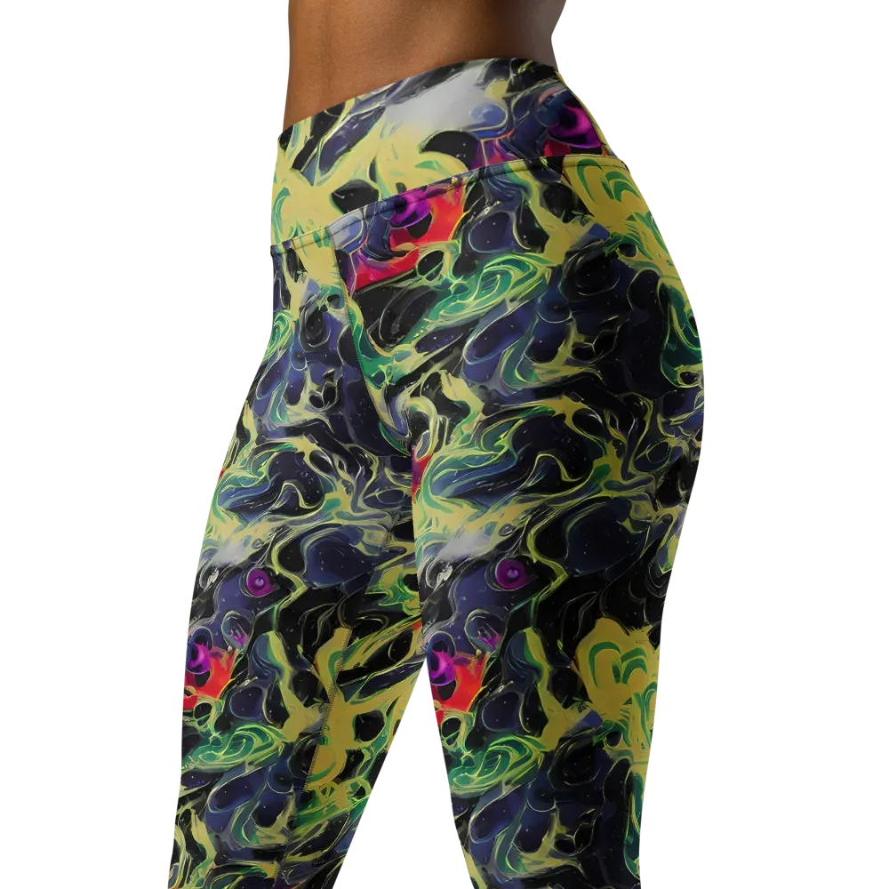 Neon Eclipse on Yoga Leggings — Left Front