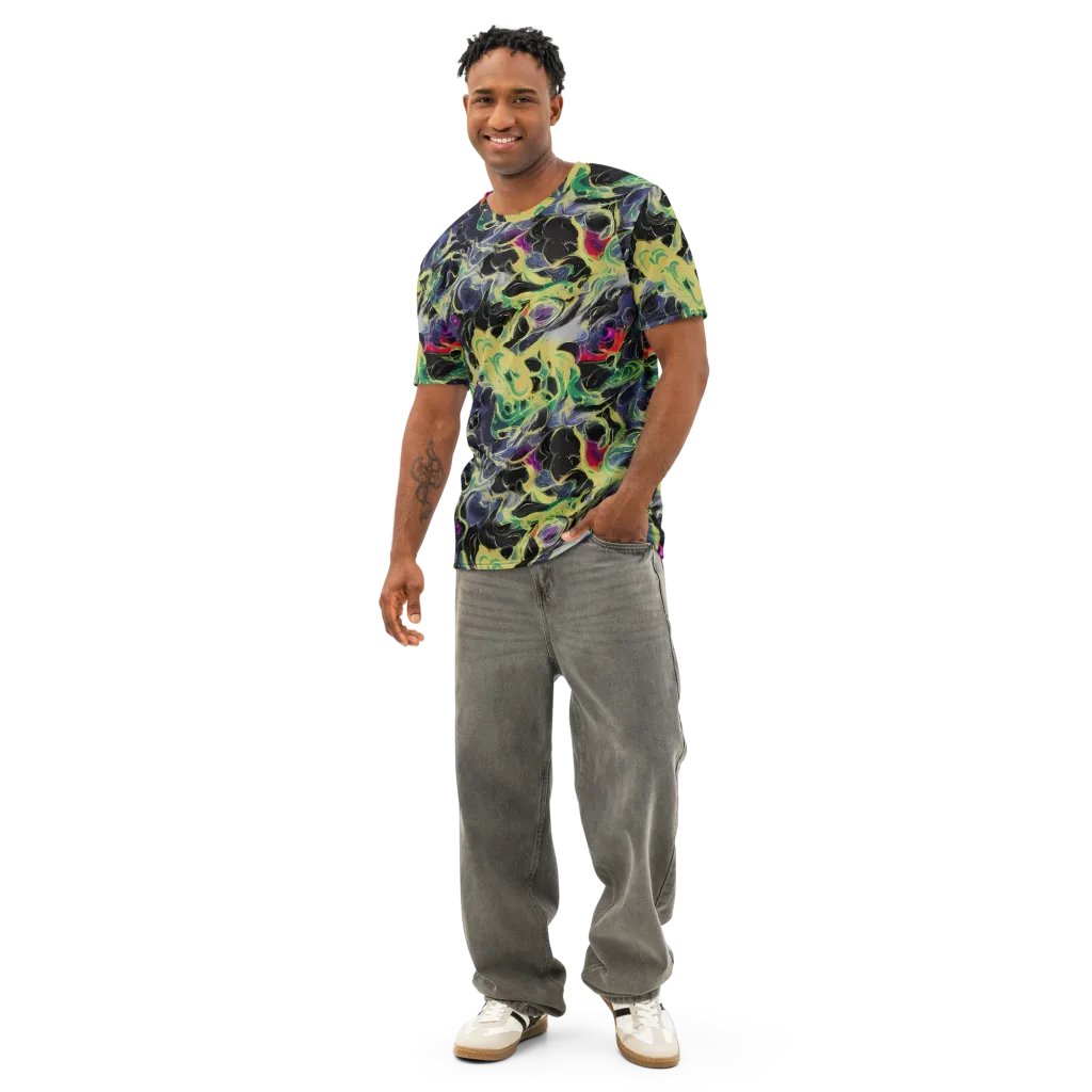 Neon Eclipse on Men's Cotton Crew Neck T-Shirt — Front