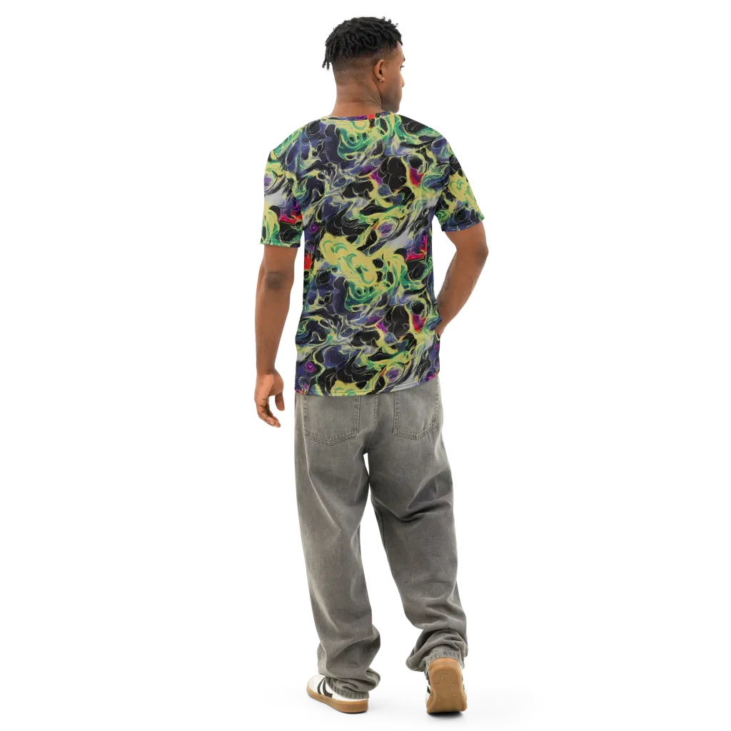 Neon Eclipse on Men's Cotton Crew Neck T-Shirt — Back