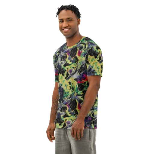 Neon Eclipse on a Men's Cotton Crew Neck T-Shirt
