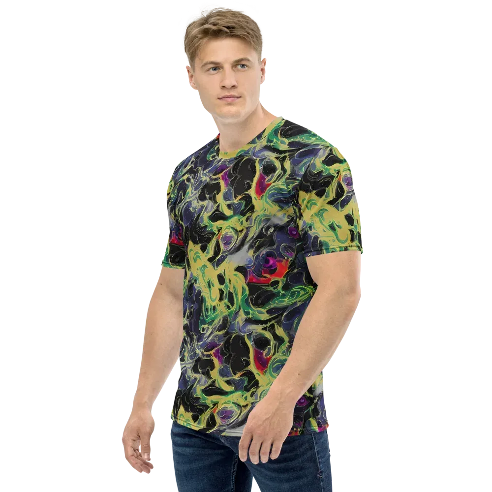 Neon Eclipse on Men's Crew Neck T-Shirt — Left