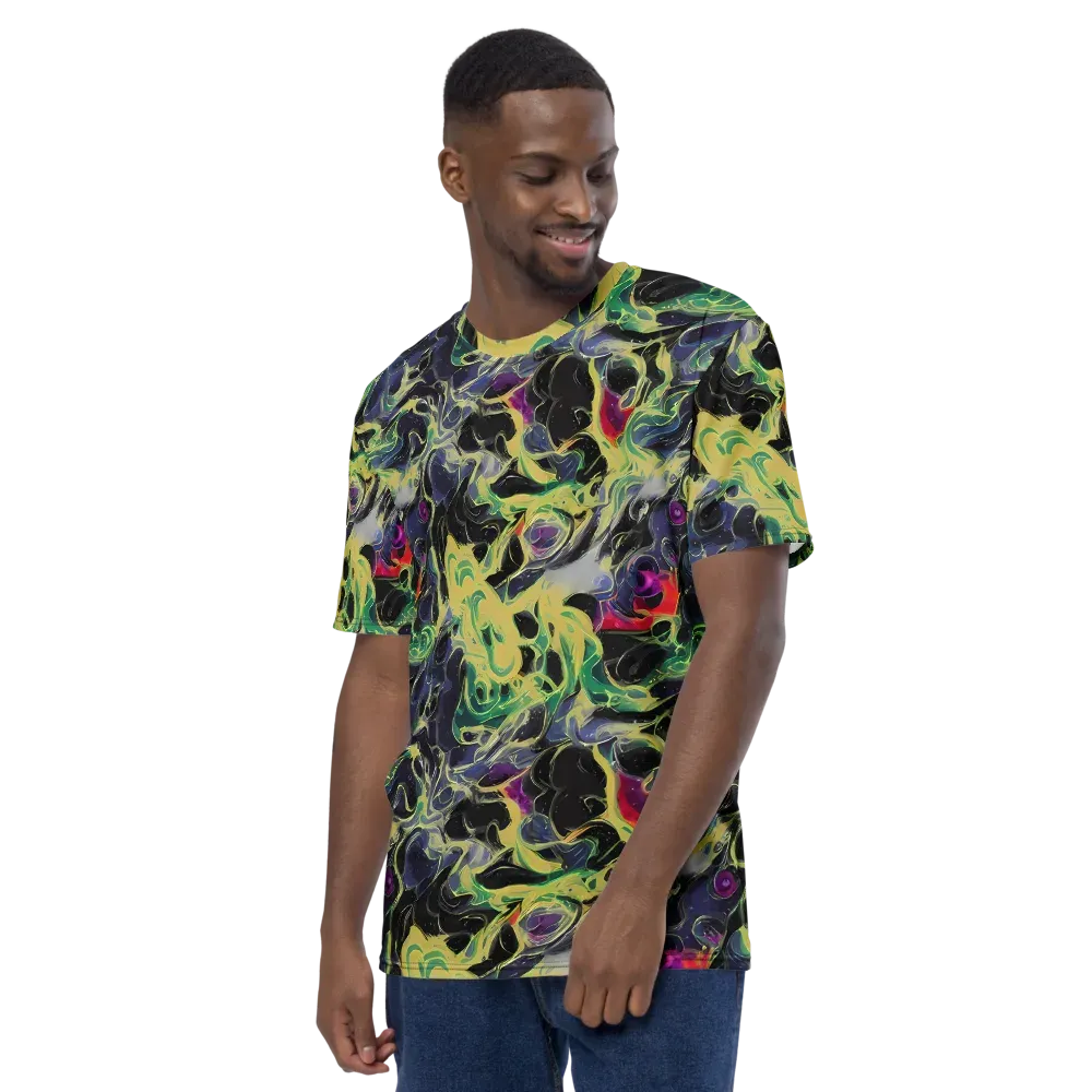 Neon Eclipse on Men's Crew Neck T-Shirt — Left