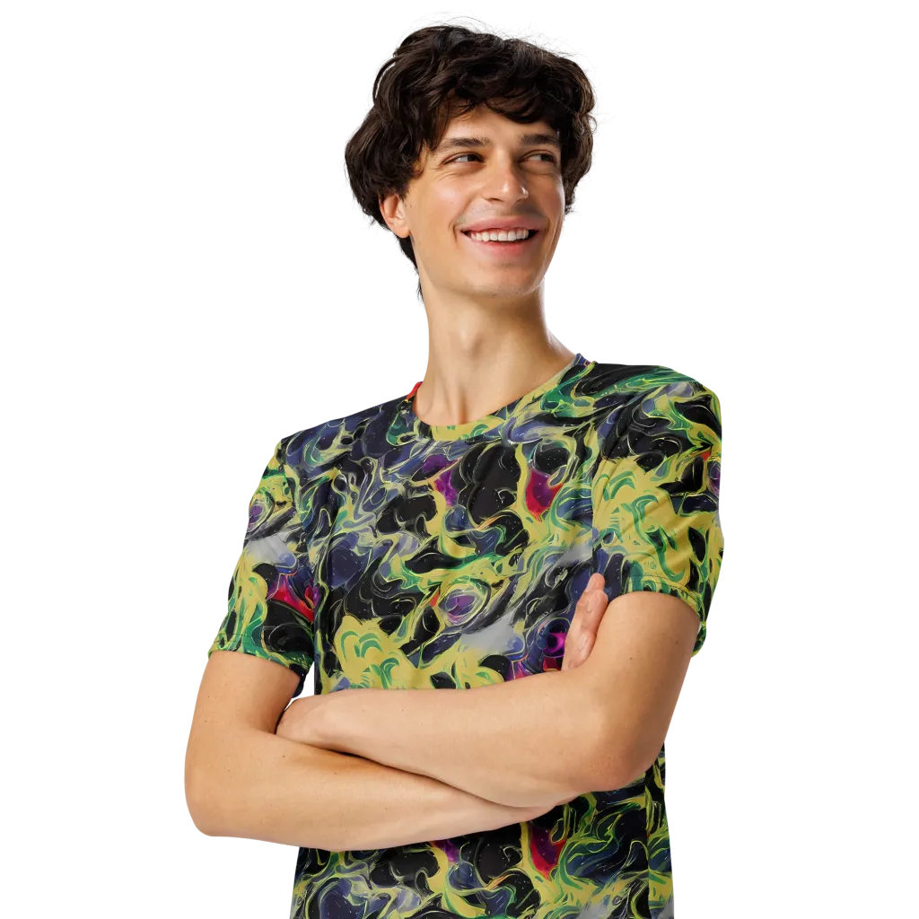 Neon Eclipse on Men's Crew Neck T-Shirt — Left Front