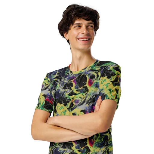 Neon Eclipse on a Men's Crew Neck T-Shirt