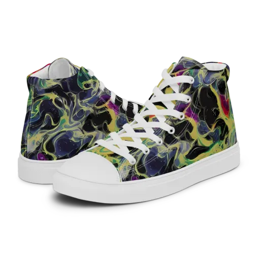Neon Eclipse on a Men's High Top Canvas Shoes